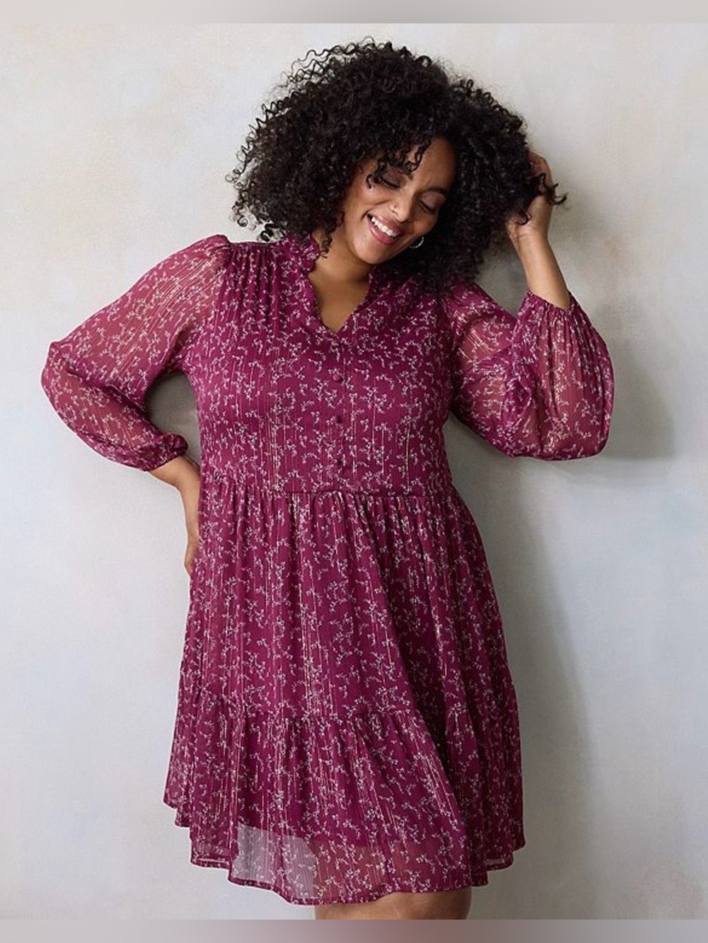 NEW…LC Lauren Conrad Floral V-Neck Tiered Dress